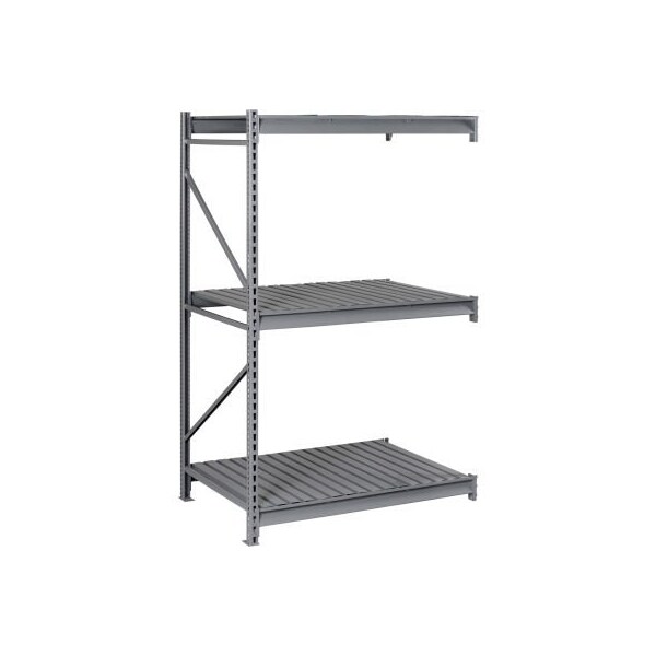 Tennsco Bulk Storage Rack - 48"W x 24"D x 72"H - Add-On - 3 Shelf Levels - Steel Deck - Medium Gray
